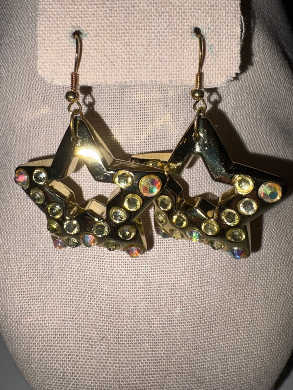 Gold Star Crystal Drop Earrings - Women Jewelry